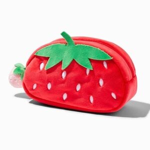 Claire’s Strawberry Plush Pouch - Red and Green